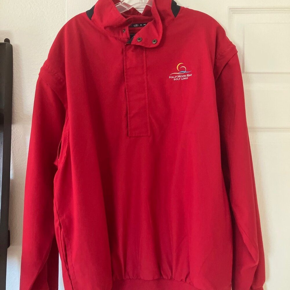AHEAD Men's red Golf pull over golf jacket from Half Moon Bay Golf Links